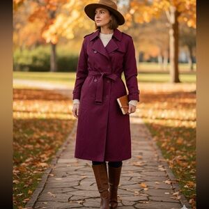 Vintage London Fog Women's Trenchcoat Burgundy 
Size 12 Regular
